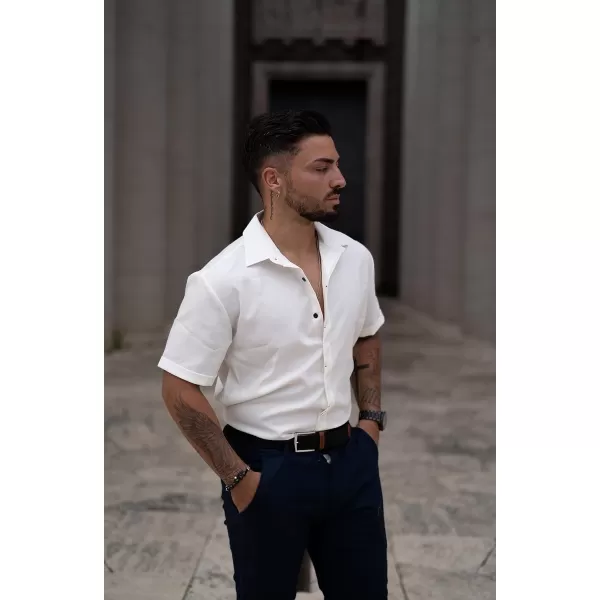 COOFANDY Men's Linen Shirts Short Sleeve Casual Shirts Button Down Shirt for Men Beach Summer Wedding Shirt