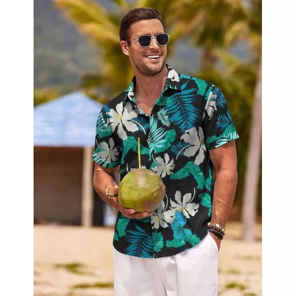 COOFANDY Men's Linen Shirts Short Sleeve Casual Shirts Button Down Shirt for Men Beach Summer Wedding Shirt