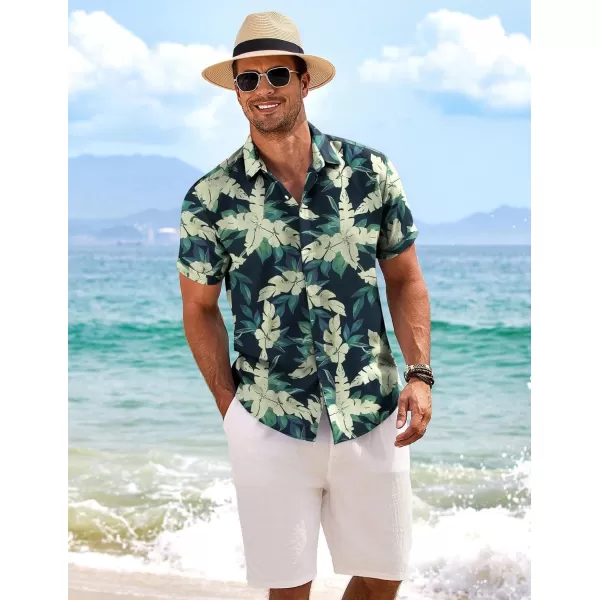 COOFANDY Men's Linen Shirts Short Sleeve Casual Shirts Button Down Shirt for Men Beach Summer Wedding Shirt
