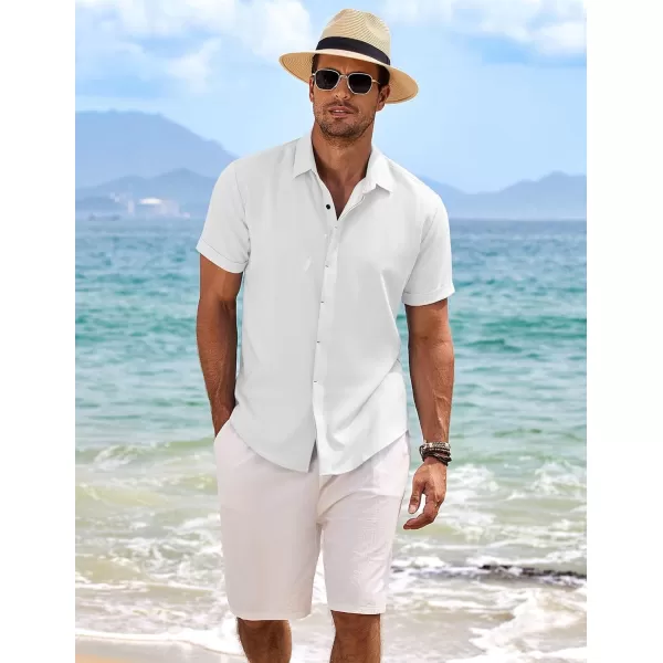 COOFANDY Men's Linen Shirts Short Sleeve Casual Shirts Button Down Shirt for Men Beach Summer Wedding Shirt