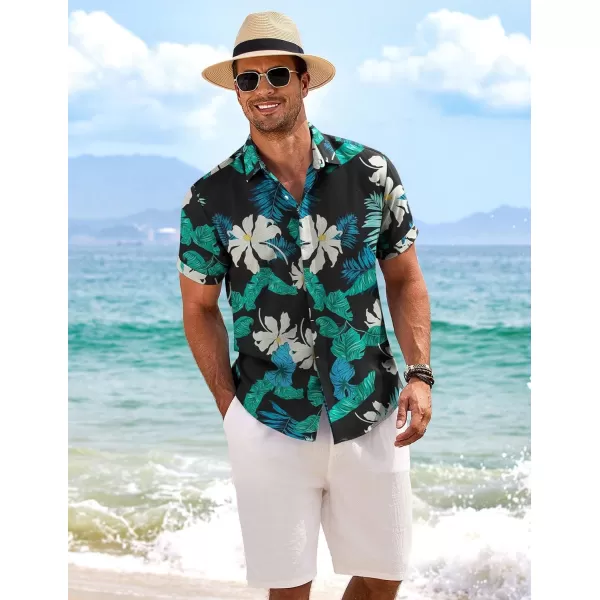 COOFANDY Men's Linen Shirts Short Sleeve Casual Shirts Button Down Shirt for Men Beach Summer Wedding Shirt