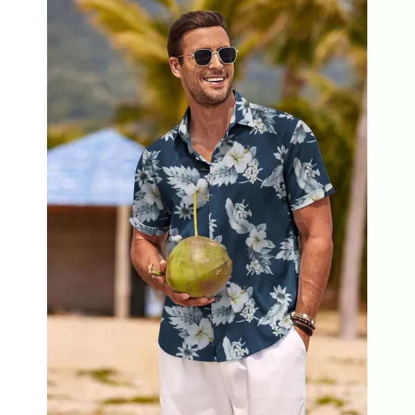 COOFANDY Men's Linen Shirts Short Sleeve Casual Shirts Button Down Shirt for Men Beach Summer Wedding Shirt
