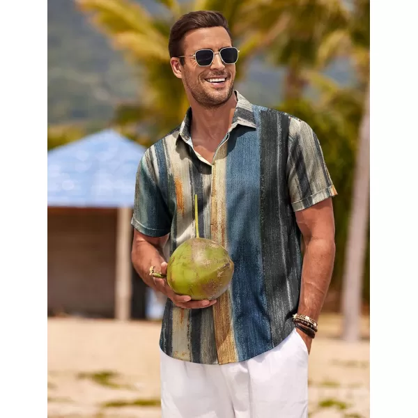 COOFANDY Men's Linen Shirts Short Sleeve Casual Shirts Button Down Shirt for Men Beach Summer Wedding Shirt