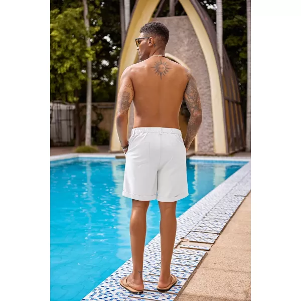 COOFANDY Men’s Linen Shorts Classic Fit Casual Elastic Waist Summer Beach Shorts