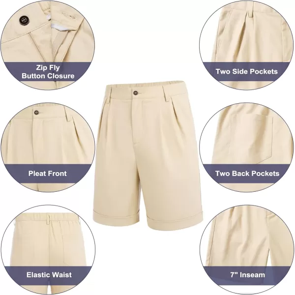 COOFANDY Men’s Linen Shorts Classic Fit Casual Elastic Waist Summer Beach Shorts