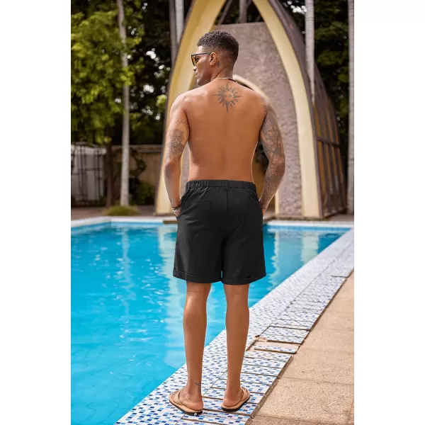 COOFANDY Men’s Linen Shorts Classic Fit Casual Elastic Waist Summer Beach Shorts