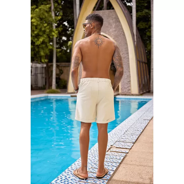 COOFANDY Men’s Linen Shorts Classic Fit Casual Elastic Waist Summer Beach Shorts