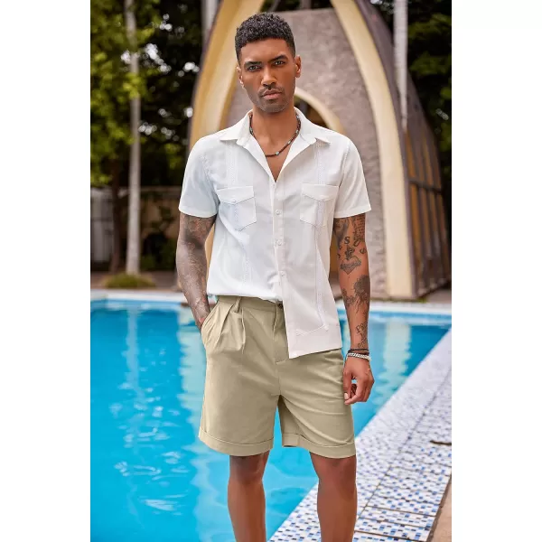 COOFANDY Men’s Linen Shorts Classic Fit Casual Elastic Waist Summer Beach Shorts