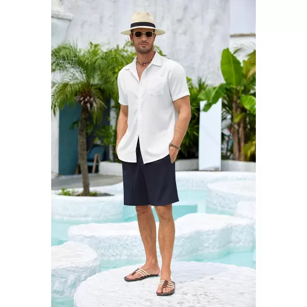 COOFANDY Men's Linen Shorts Elastic Waist Drawstring Casual Summer Beach Shorts