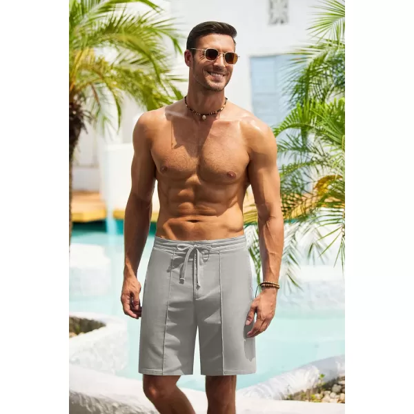 COOFANDY Men's Linen Shorts Elastic Waist Drawstring Casual Summer Beach Shorts