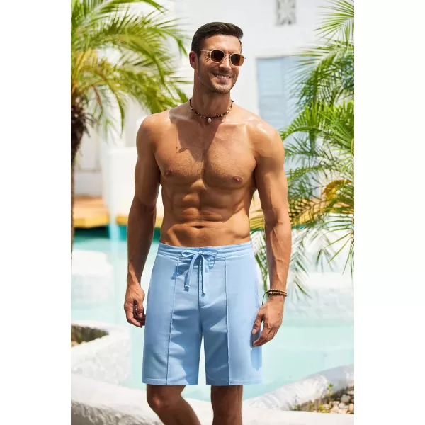 COOFANDY Men's Linen Shorts Elastic Waist Drawstring Casual Summer Beach Shorts