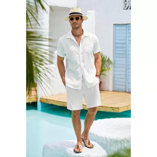 COOFANDY Men's Linen Shorts Elastic Waist Drawstring Casual Summer Beach Shorts