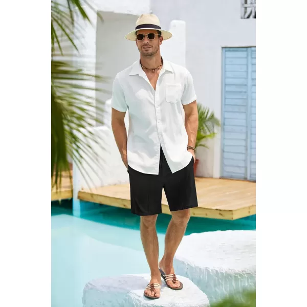 COOFANDY Men's Linen Shorts Elastic Waist Drawstring Casual Summer Beach Shorts