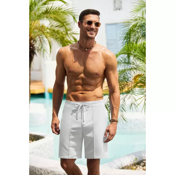 COOFANDY Men's Linen Shorts Elastic Waist Drawstring Casual Summer Beach Shorts