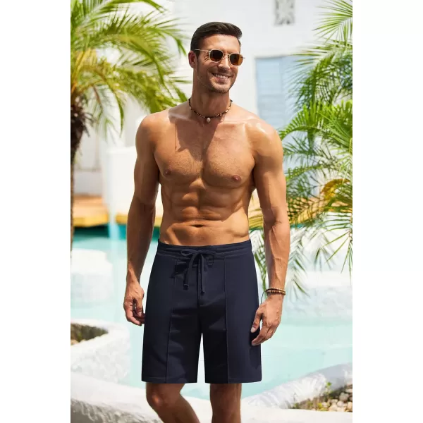 COOFANDY Men's Linen Shorts Elastic Waist Drawstring Casual Summer Beach Shorts