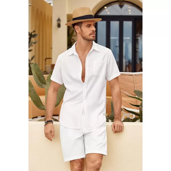 COOFANDY Men's Linen Shorts Elastic Waist Drawstring Casual Summer Beach Shorts