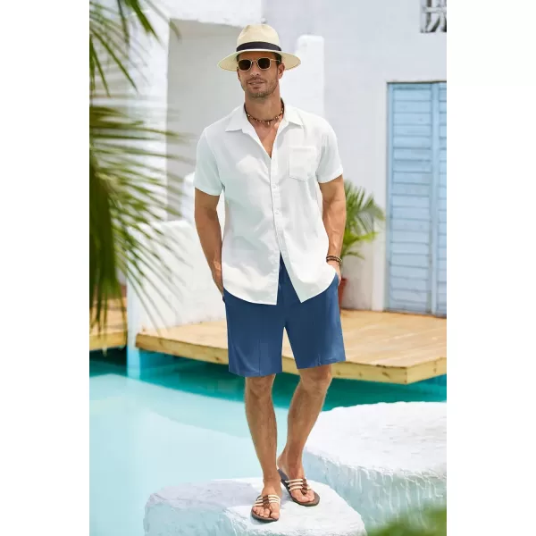COOFANDY Men's Linen Shorts Elastic Waist Drawstring Casual Summer Beach Shorts
