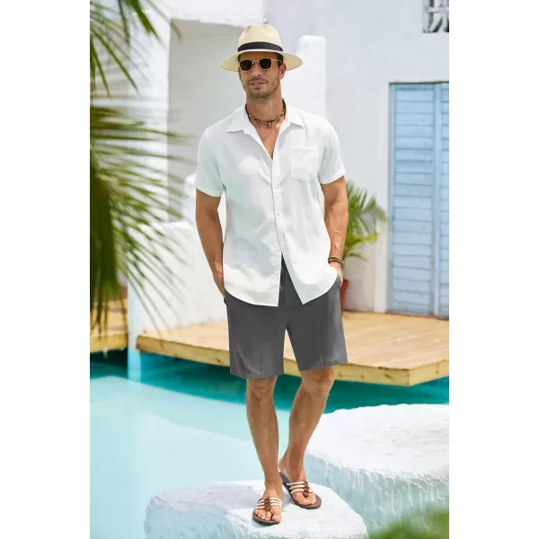 COOFANDY Men's Linen Shorts Elastic Waist Drawstring Casual Summer Beach Shorts