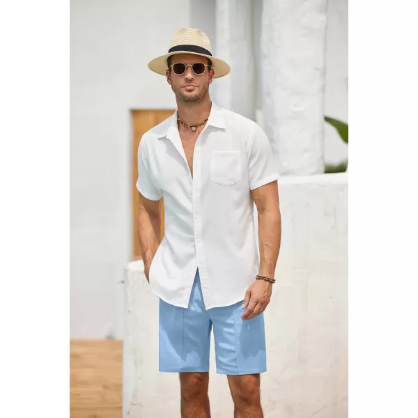 COOFANDY Men's Linen Shorts Elastic Waist Drawstring Casual Summer Beach Shorts