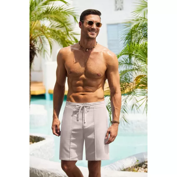 COOFANDY Men's Linen Shorts Elastic Waist Drawstring Casual Summer Beach Shorts