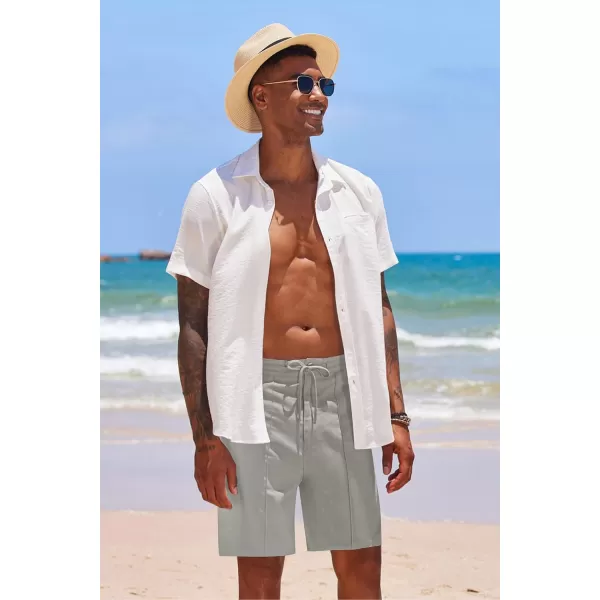 COOFANDY Men's Linen Shorts Elastic Waist Drawstring Casual Summer Beach Shorts