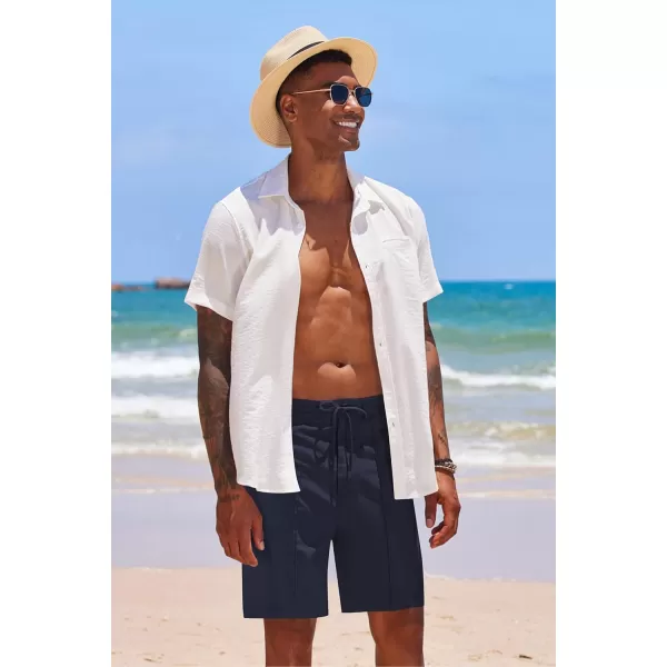COOFANDY Men's Linen Shorts Elastic Waist Drawstring Casual Summer Beach Shorts