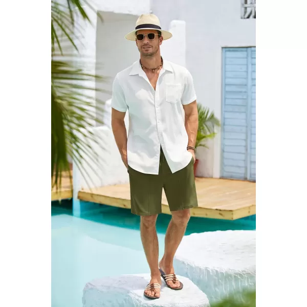 COOFANDY Men's Linen Shorts Elastic Waist Drawstring Casual Summer Beach Shorts