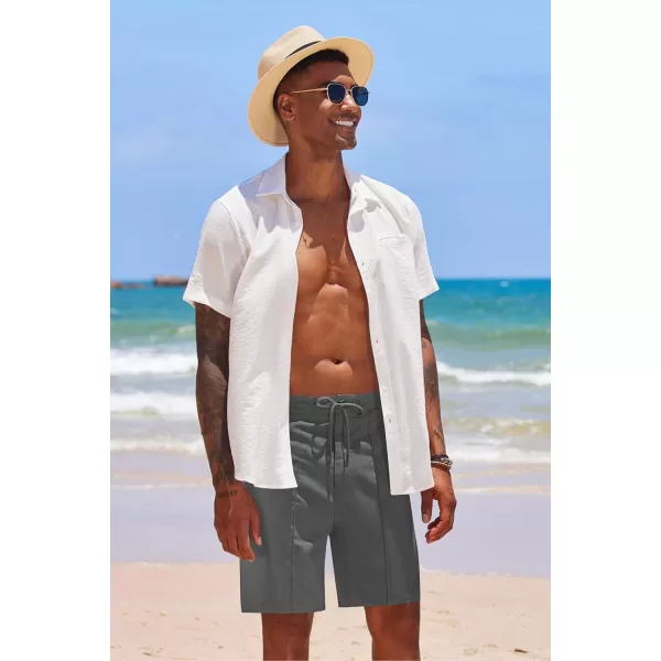 COOFANDY Men's Linen Shorts Elastic Waist Drawstring Casual Summer Beach Shorts