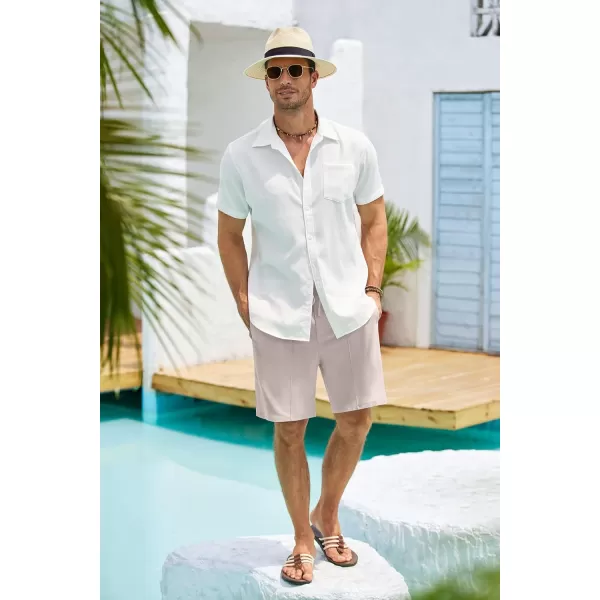 COOFANDY Men's Linen Shorts Elastic Waist Drawstring Casual Summer Beach Shorts