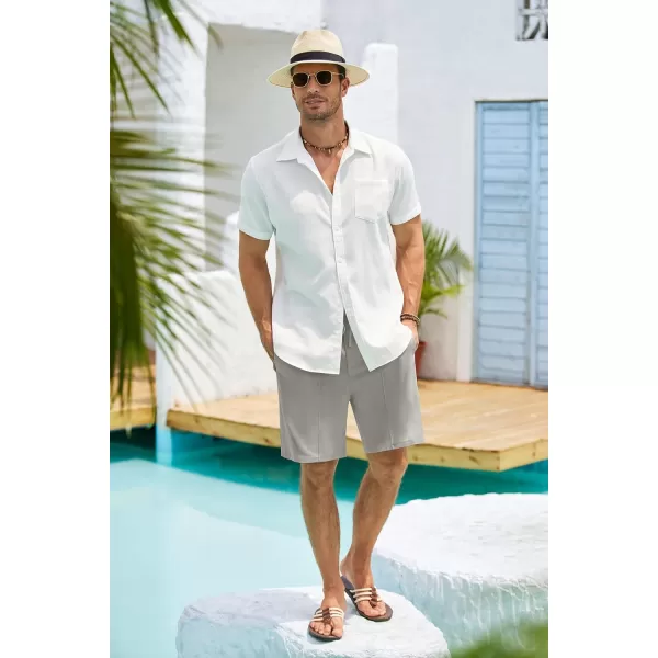 COOFANDY Men's Linen Shorts Elastic Waist Drawstring Casual Summer Beach Shorts