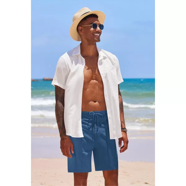 COOFANDY Men's Linen Shorts Elastic Waist Drawstring Casual Summer Beach Shorts
