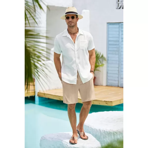 COOFANDY Men's Linen Shorts Elastic Waist Drawstring Casual Summer Beach Shorts
