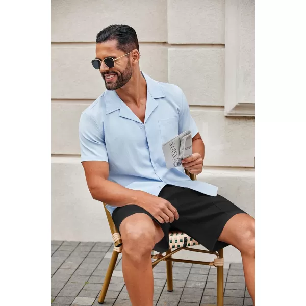 COOFANDY Men's Linen Shorts Elastic Waist Drawstring Casual Summer Beach Shorts