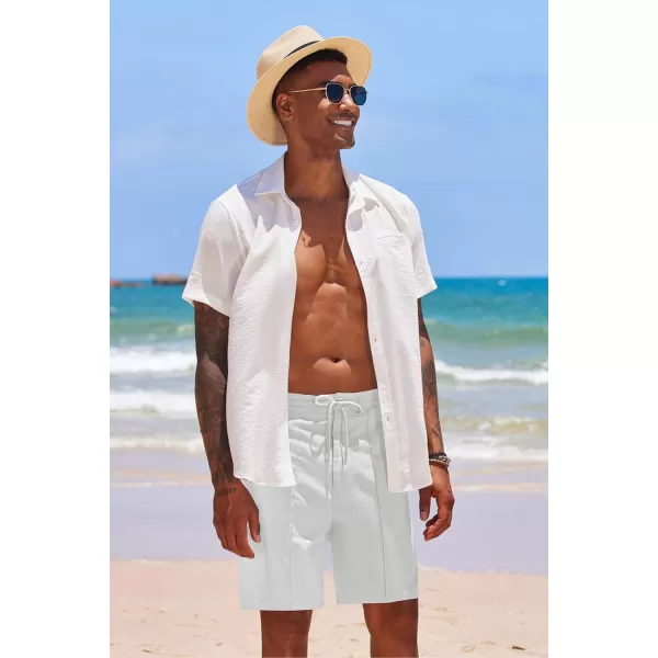 COOFANDY Men's Linen Shorts Elastic Waist Drawstring Casual Summer Beach Shorts