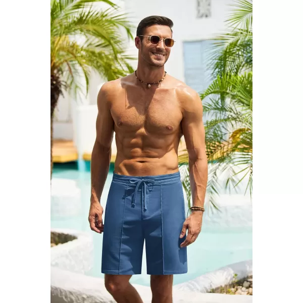 COOFANDY Men's Linen Shorts Elastic Waist Drawstring Casual Summer Beach Shorts