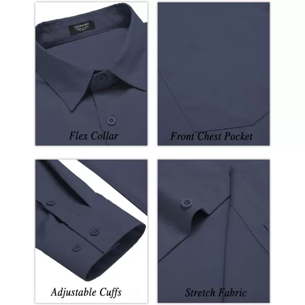 COOFANDY Men's Long Sleeve Muscle Fit Dress Shirts Wrinkle-Free Button Down Business Casual Shirts