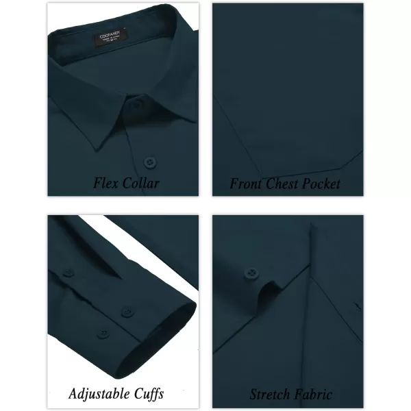 COOFANDY Men's Long Sleeve Muscle Fit Dress Shirts Wrinkle-Free Button Down Business Casual Shirts