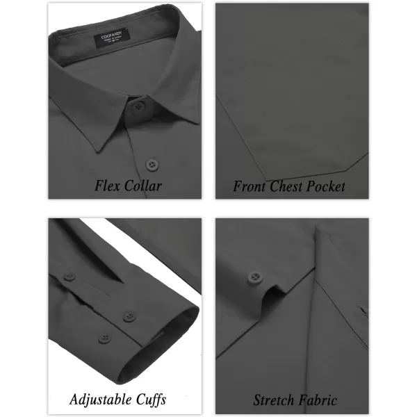 COOFANDY Men's Long Sleeve Muscle Fit Dress Shirts Wrinkle-Free Button Down Business Casual Shirts