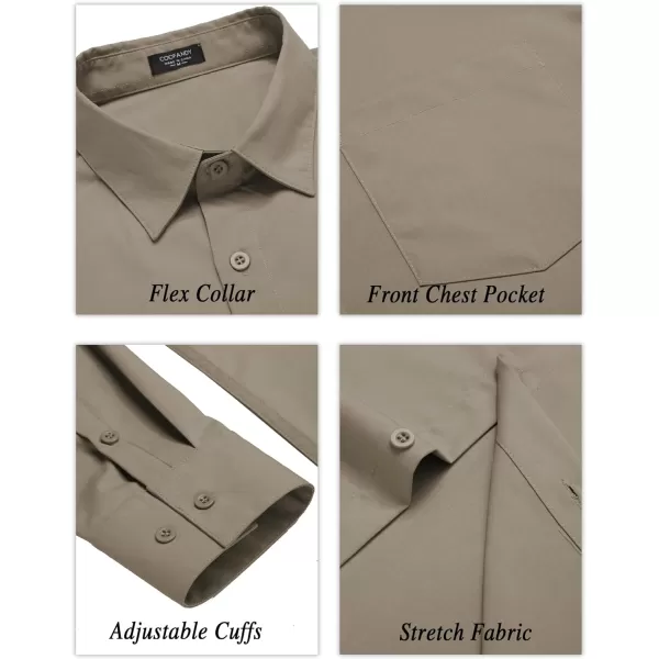 COOFANDY Men's Long Sleeve Muscle Fit Dress Shirts Wrinkle-Free Button Down Business Casual Shirts