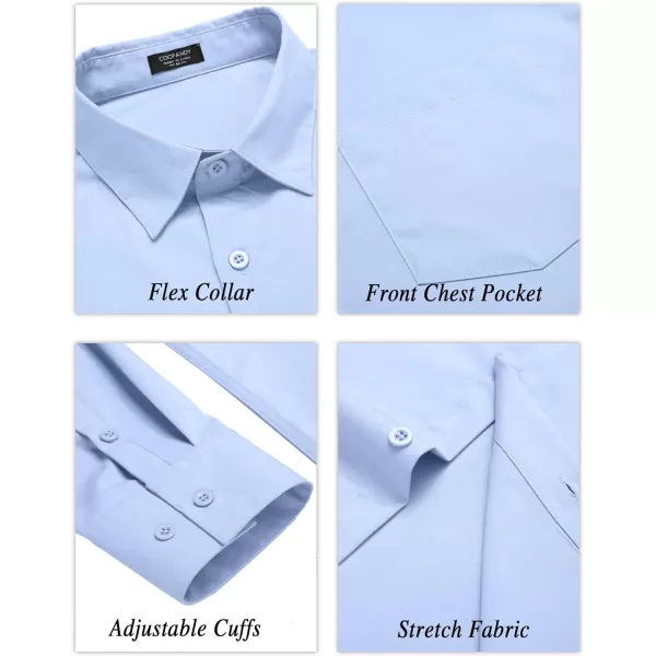 COOFANDY Men's Long Sleeve Muscle Fit Dress Shirts Wrinkle-Free Button Down Business Casual Shirts