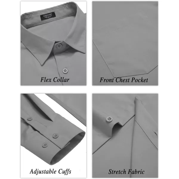 COOFANDY Men's Long Sleeve Muscle Fit Dress Shirts Wrinkle-Free Button Down Business Casual Shirts