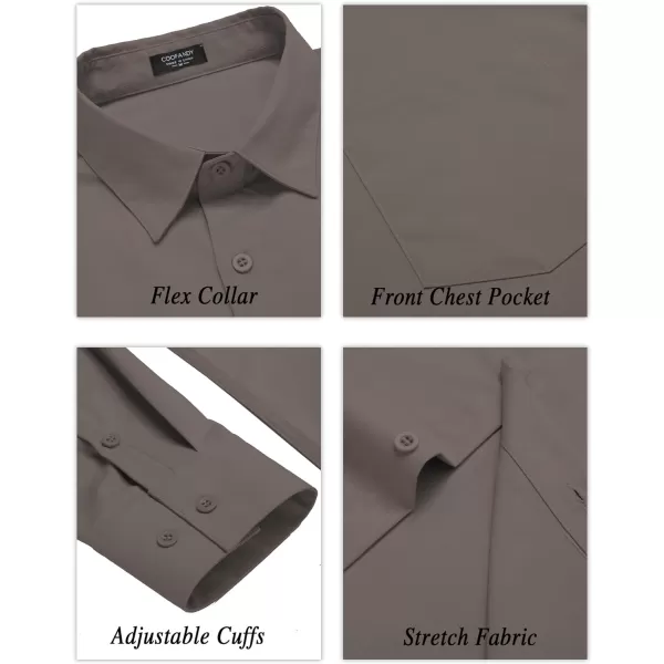 COOFANDY Men's Long Sleeve Muscle Fit Dress Shirts Wrinkle-Free Button Down Business Casual Shirts