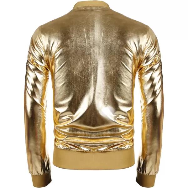 COOFANDY Men's Metallic Jacket 70s Disco Christmas Party Varsity Jacket Zip-up Baseball Bomber