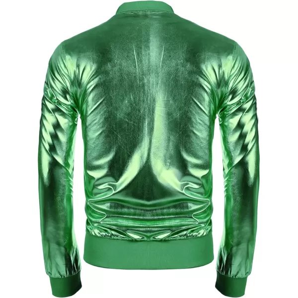 COOFANDY Men's Metallic Jacket 70s Disco Christmas Party Varsity Jacket Zip-up Baseball Bomber