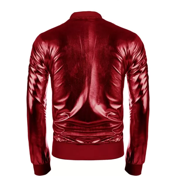 COOFANDY Men's Metallic Jacket 70s Disco Christmas Party Varsity Jacket Zip-up Baseball Bomber