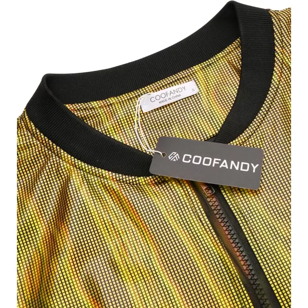 COOFANDY Men's Metallic Jacket 70s Disco Christmas Party Varsity Jacket Zip-up Baseball Bomber
