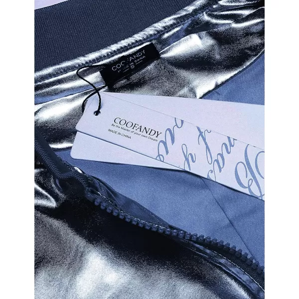 COOFANDY Men's Metallic Jacket 70s Disco Christmas Party Varsity Jacket Zip-up Baseball Bomber