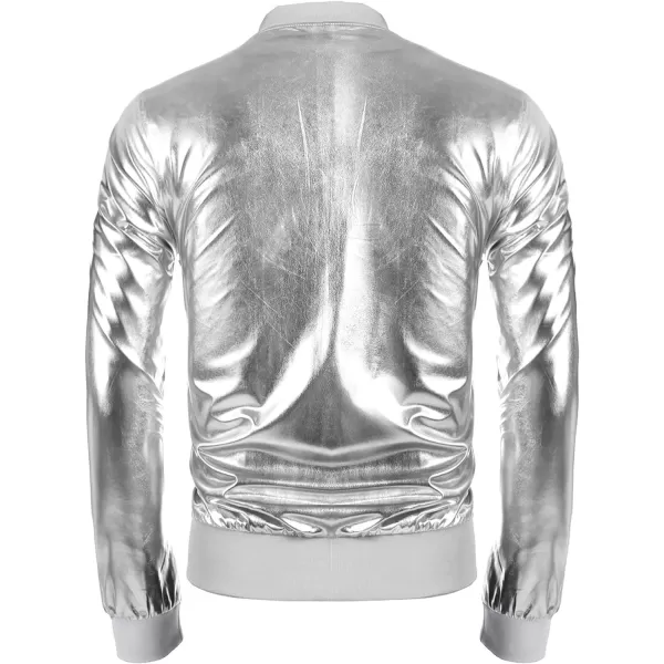 COOFANDY Men's Metallic Jacket 70s Disco Christmas Party Varsity Jacket Zip-up Baseball Bomber