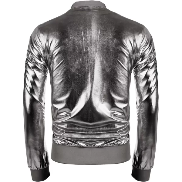 COOFANDY Men's Metallic Jacket 70s Disco Christmas Party Varsity Jacket Zip-up Baseball Bomber