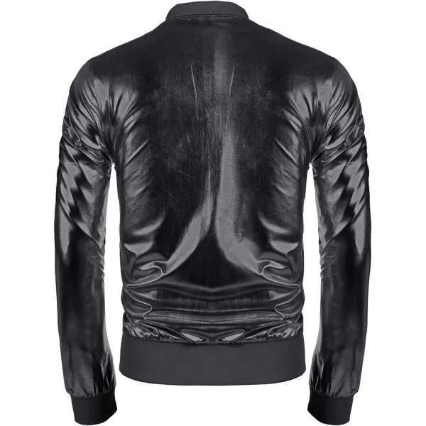 COOFANDY Men's Metallic Jacket 70s Disco Christmas Party Varsity Jacket Zip-up Baseball Bomber